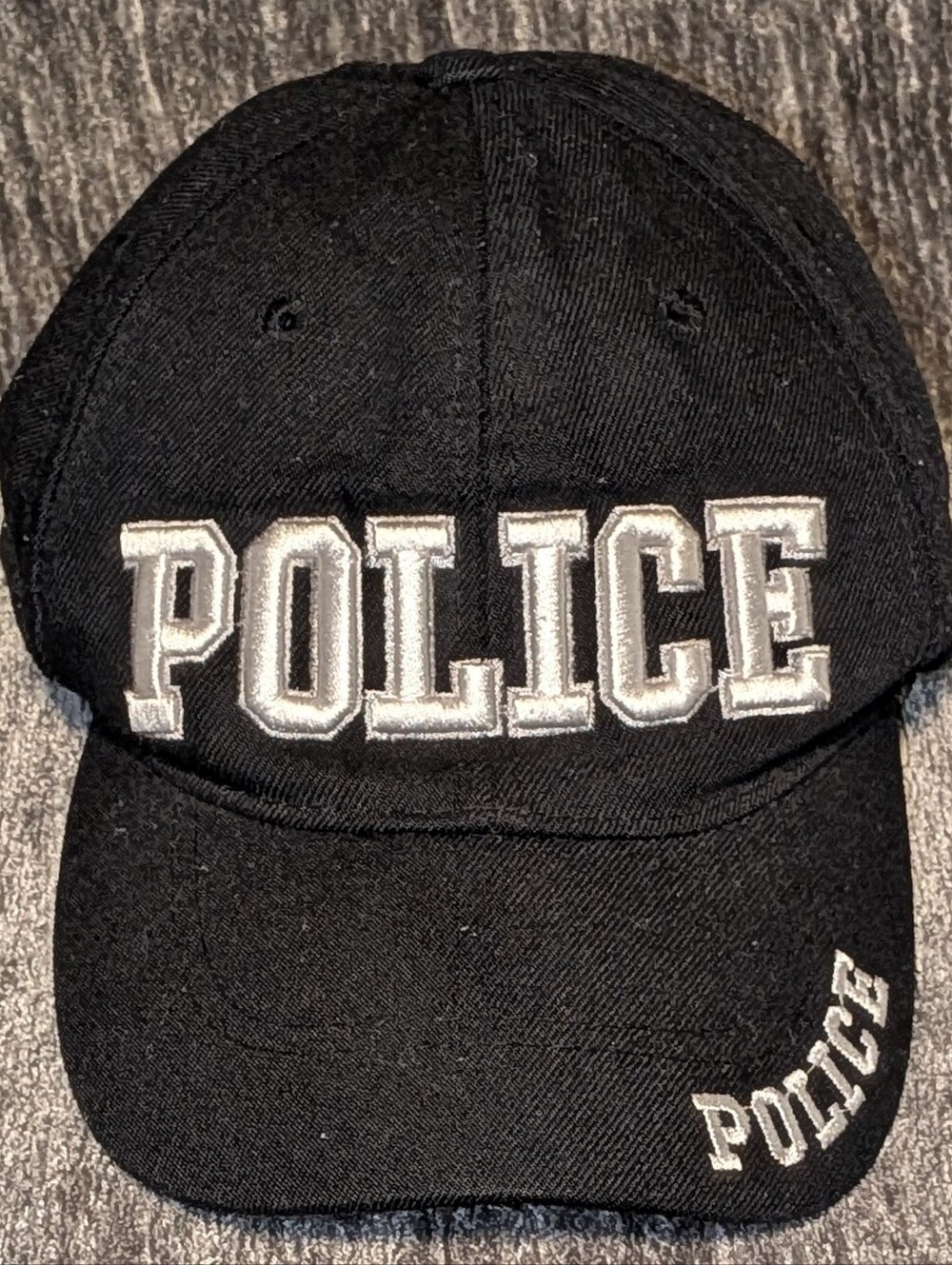 Black,"Police''Hat(Front, Bill, Back) With Adjustable Velcro Strap-unisex-Osfm